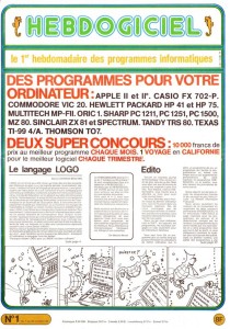 Couverture Hebdogiciel n°1, octobre 1983