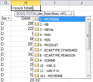 Fonction Sous.Total() d'EXCEL