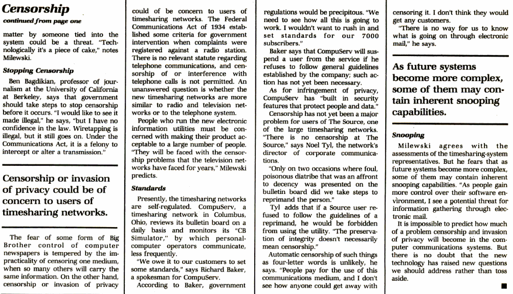 L'informatique favorisera-t-elle la censure ?, InfoWorld du 16 mars 1981 (n° 5, volume 3), 2/2 (cliquer pour agrandir)