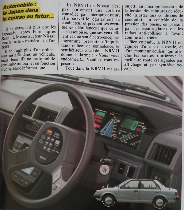 Automobile : le Japon dans la course au futur... Après Ford et Renault, Nissan joue la carte de l'an 2000 avec NRV II, Micro-Systèmes n° 36 (novembre 1983), p. 27