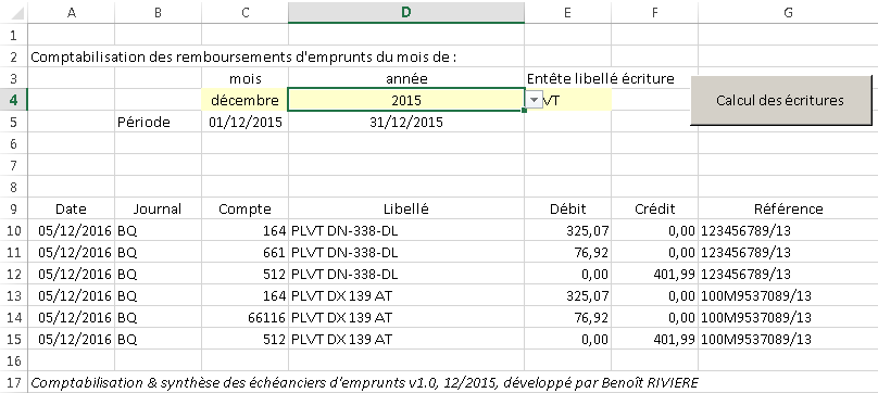 Ecritures à exporter