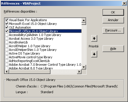 EXCEL - EDI VBA - Références