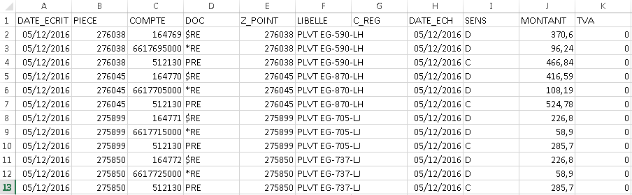 Ecritures comptables sous Excel prêtes à importer dans DCSnet