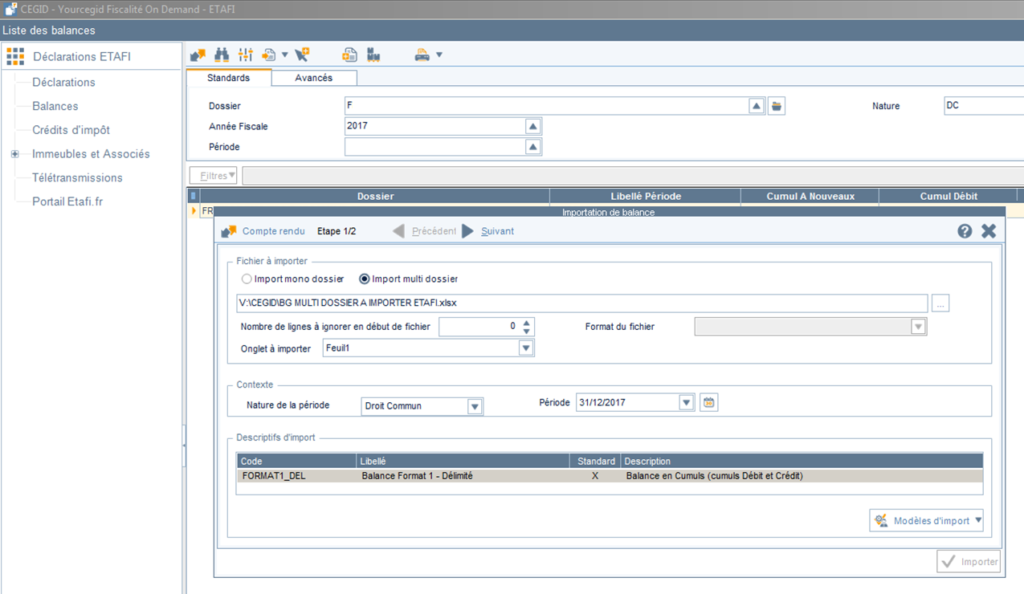 ETAFI Import multi dossier 1
