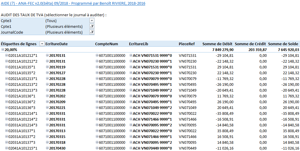 ANA-FEC - TCD Taux TVA