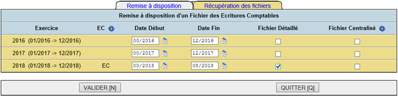 DCSnet FEC Paramétrage