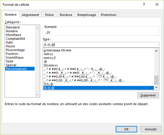 Excel - Masquer les valeurs nulles