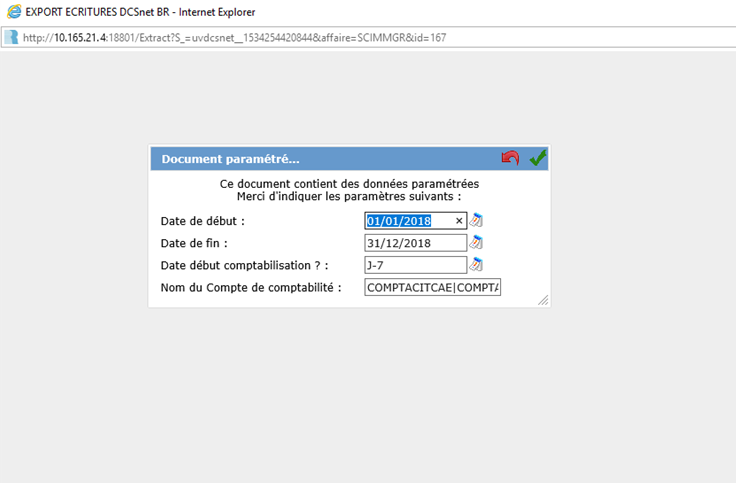 Accueil requête préparamétrée DCSnet