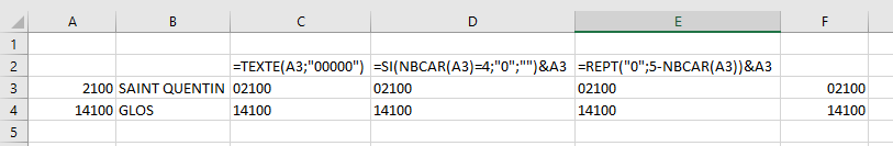 Format codes postaux