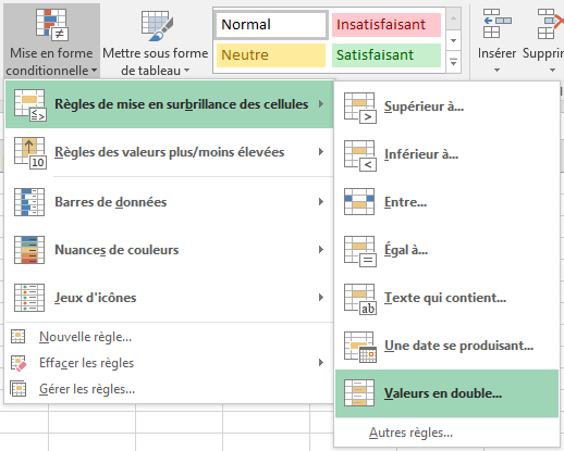 Mise en forme conditionnelle - Doublons