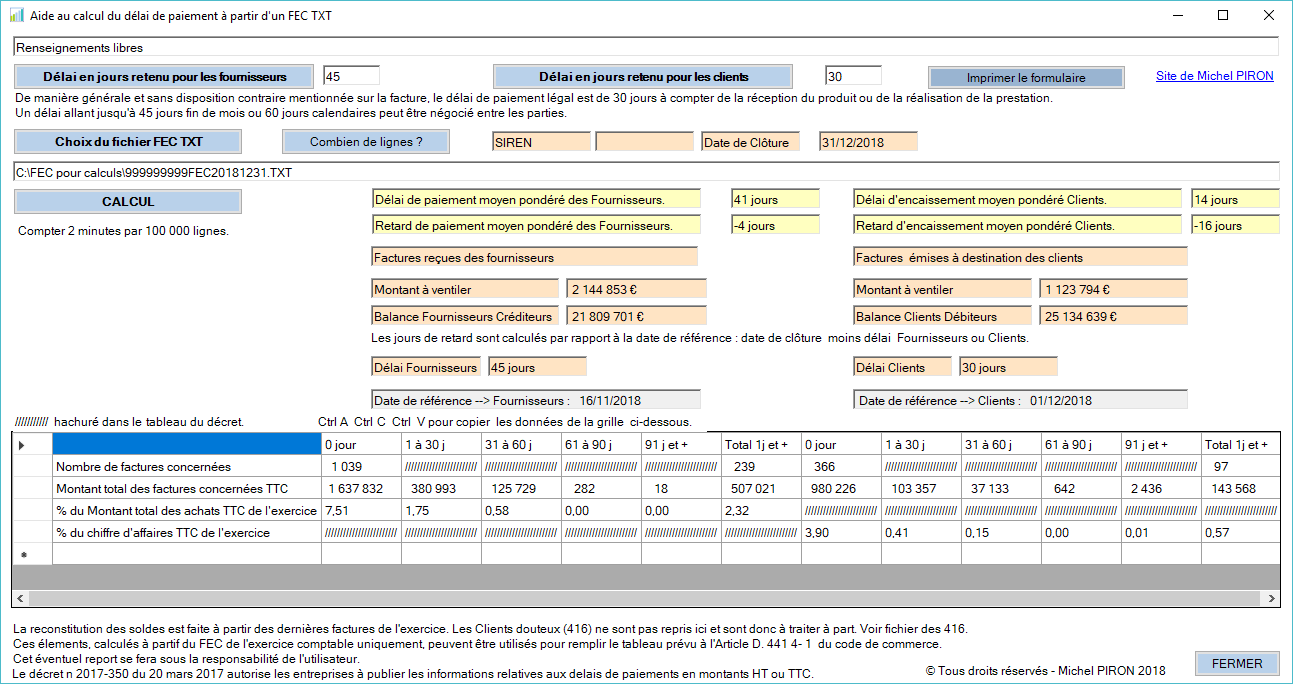 Aide au calcul déli de paiement