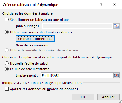Excel TCD source externe