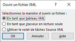 Ouvrir fichier XML en tant que tableau XML