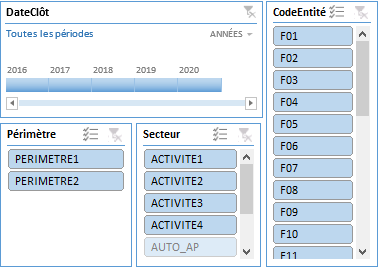 Excel - menu Insertion filtres connectés