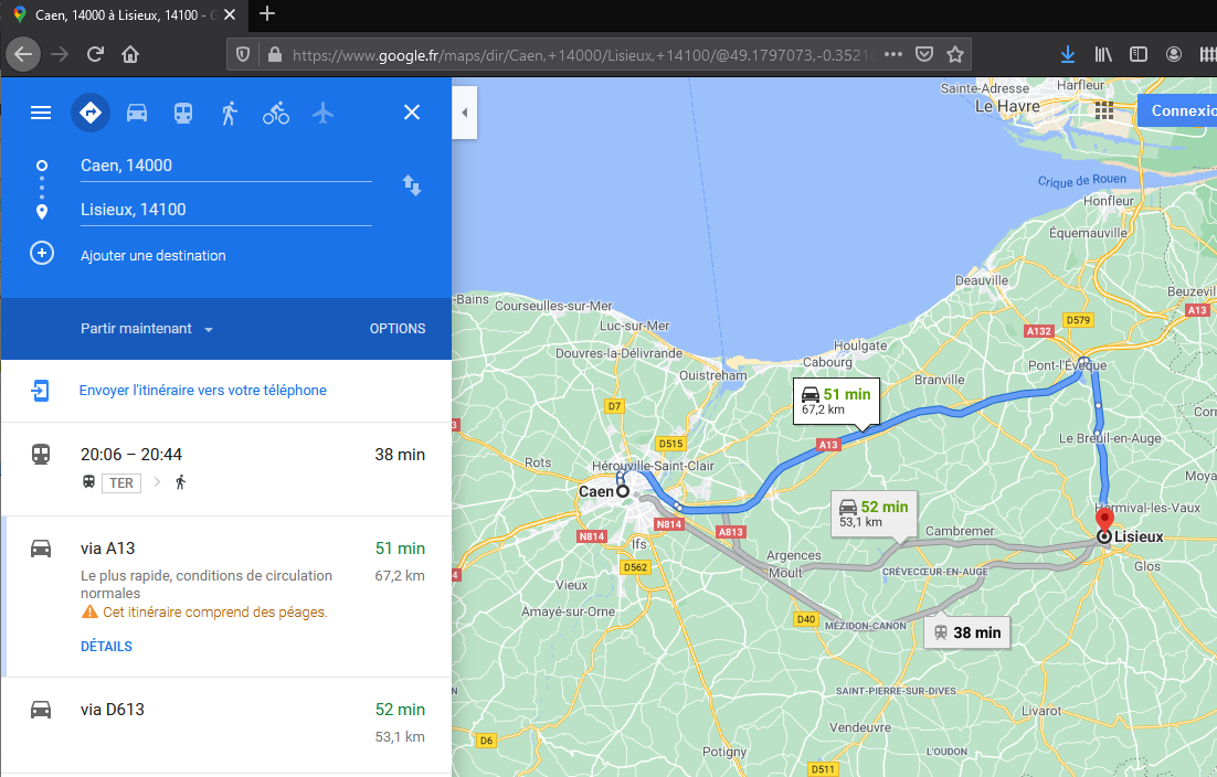 Google Maps Caen Lisieux