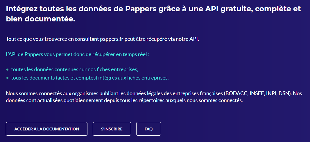 Pappers.fr API accueil