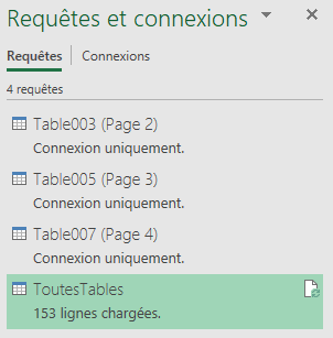 Excel Liste Requêtes et connexions