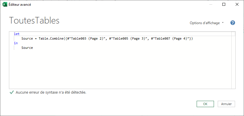 PQ Power Query ToutesTables éditeur avancé