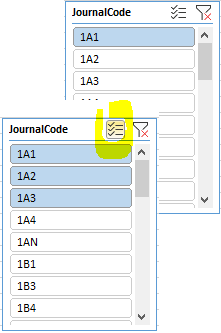 Mode tableau - Segment selection multiple