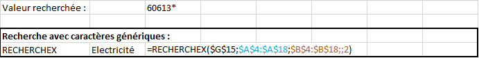 RECHERCHEX caractères génériques