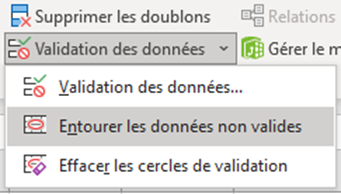 VALIDATION DONNEES Entourer