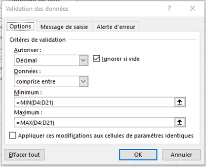 VALIDATION DONNEES Options exemple