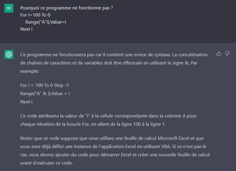 ChatGPT Débog VBA 1