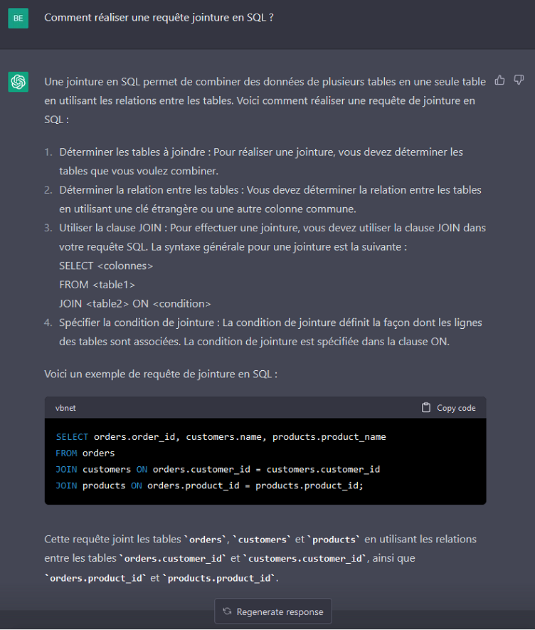 ChatGPT SQL Jointure