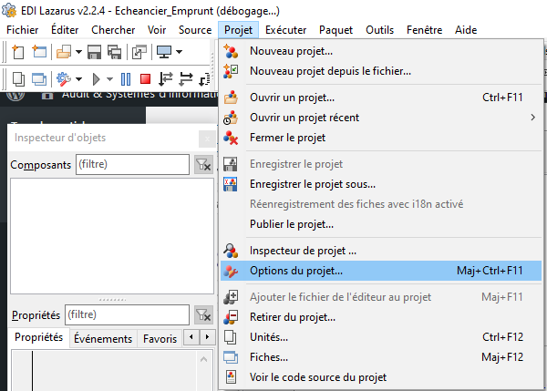 LAZARUS Options du projet