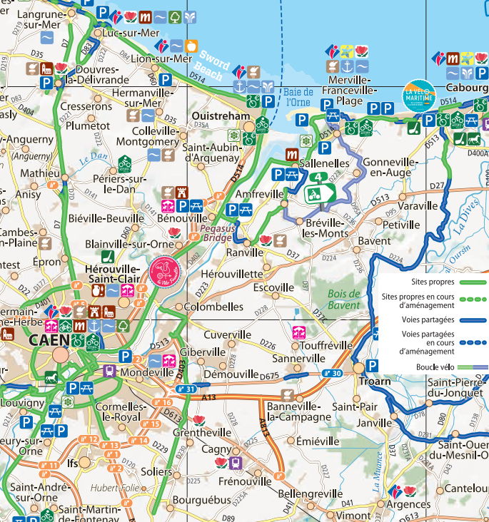 Carte Calvados Caen Vélo 2022