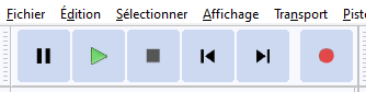 AUDACITY Boutons lecture-arrêt