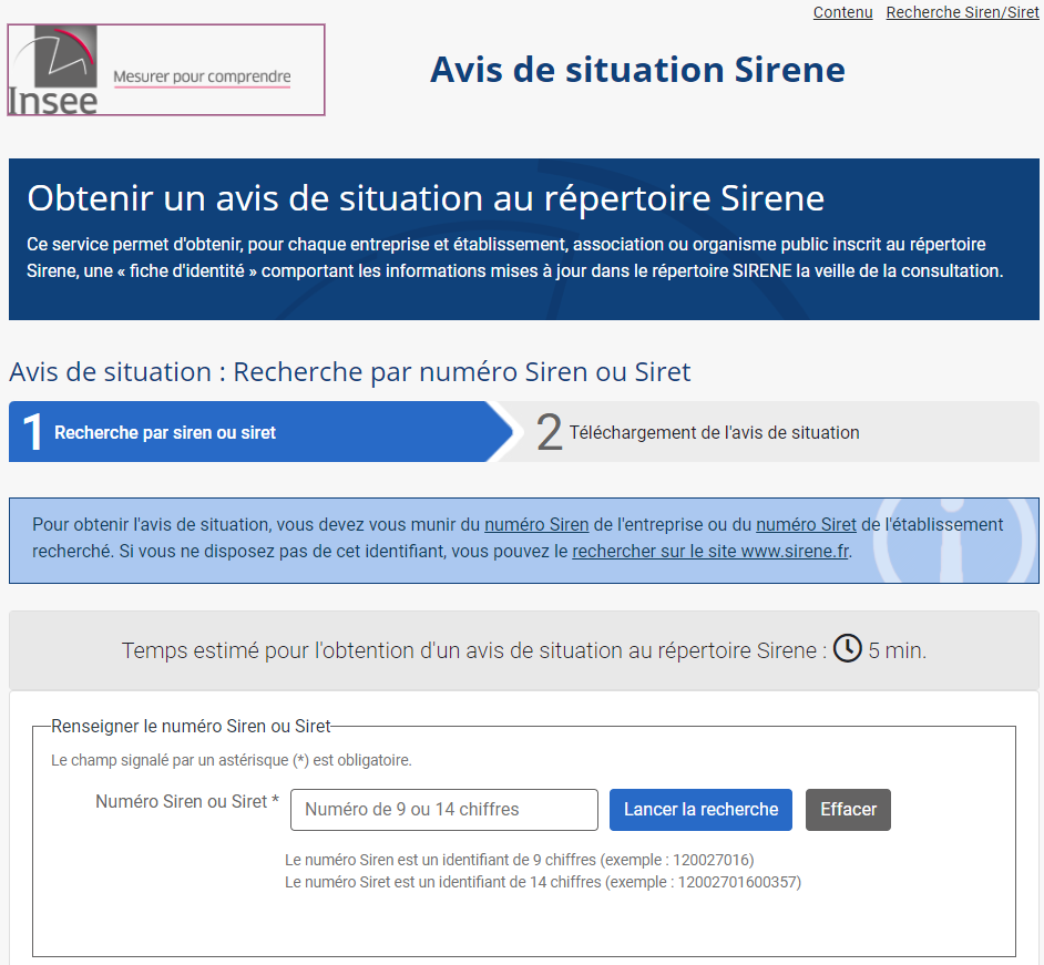 SITE AVIS SITUATION SIRENE