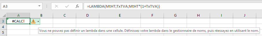 LAMBDA Erreur CALC