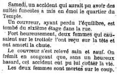 Accident couvreur Gaulois du 21 novembre 1868