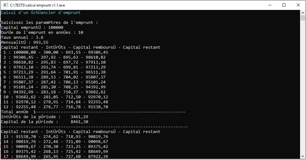 Emprunt v1.1 console