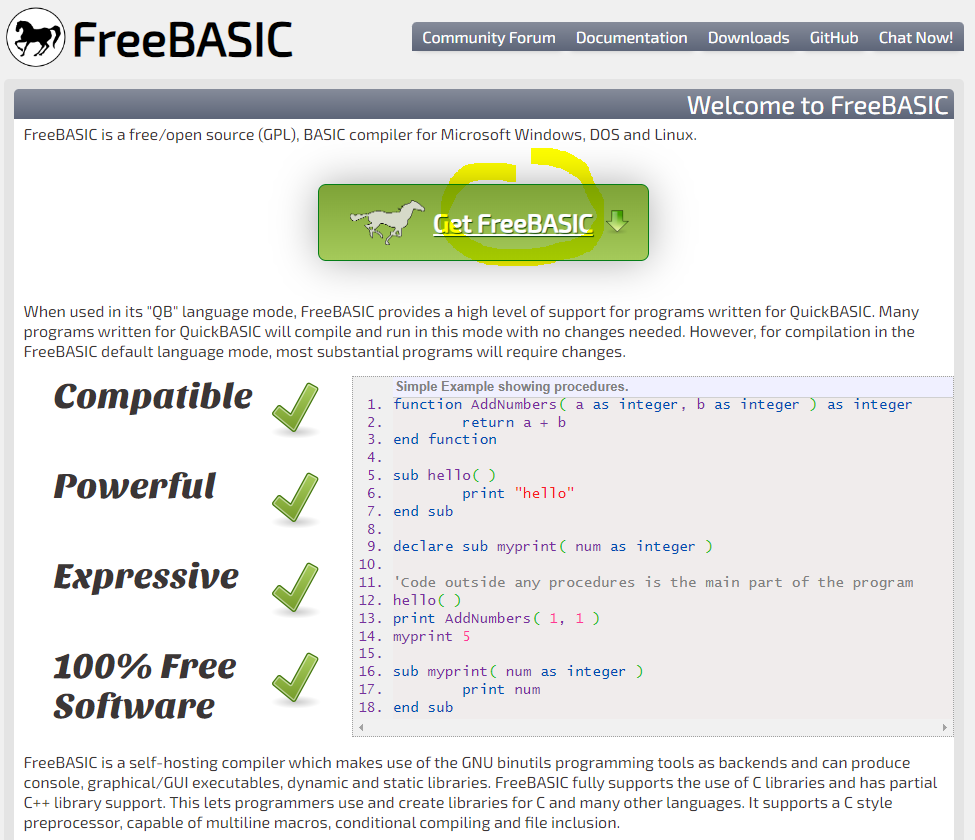 FREEBASIC Accueil