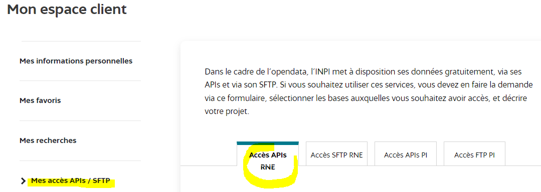 INPI Mes accès