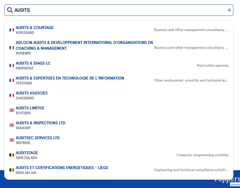 PAPPERS INTL RECHERCHE